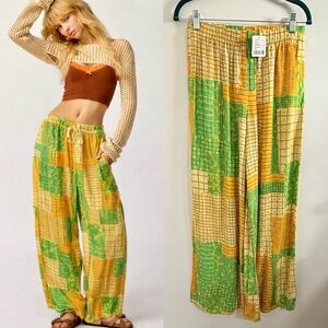 Urban Outfitters Patchwork Print Wide Leg Pants